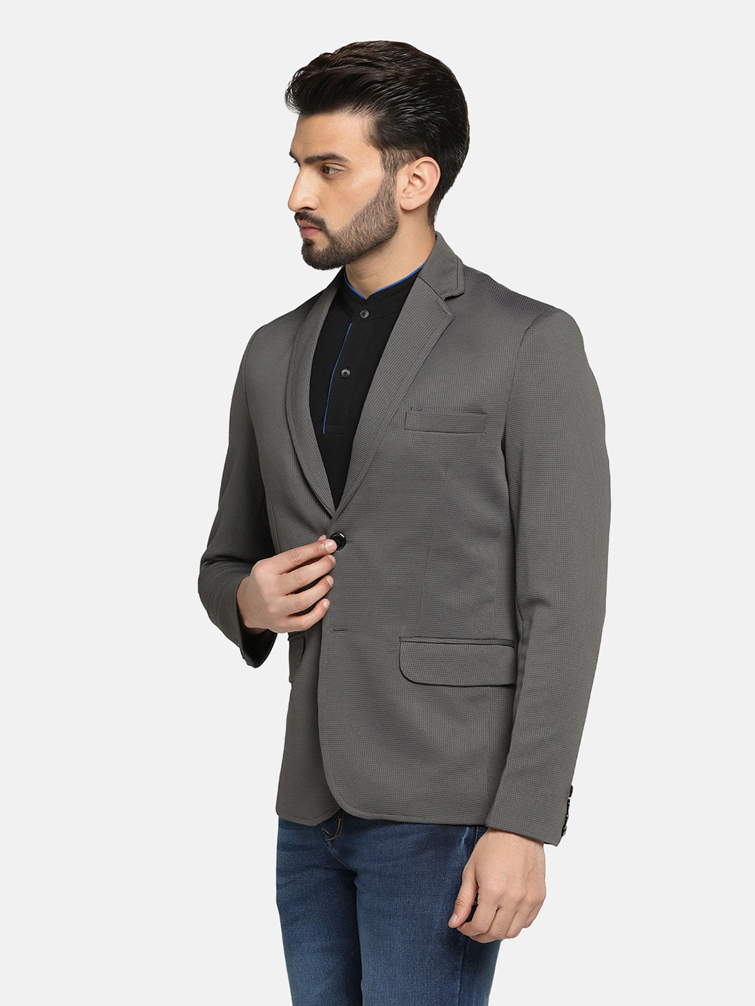 Men Grey Blazer - Tahvo India