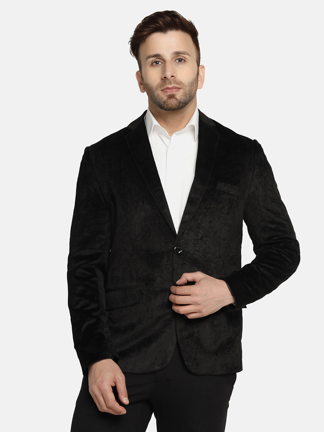 Men Black Velvet Blazer - Tahvo India