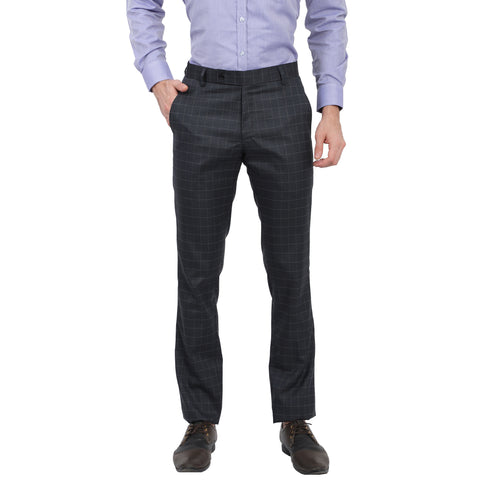 TAHVO Blue Check Formal Trousers