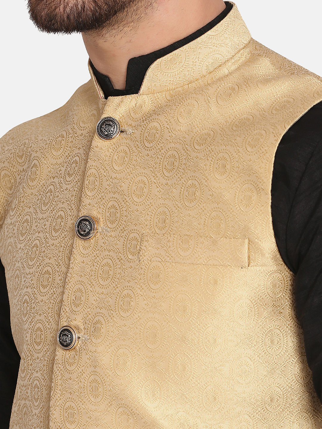 MEN GOLDEN silk blend NEHRU JACKET - Tahvo India