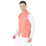 TAHVO Peach Angrakha Nehru jacket