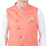 TAHVO Peach Angrakha Nehru jacket