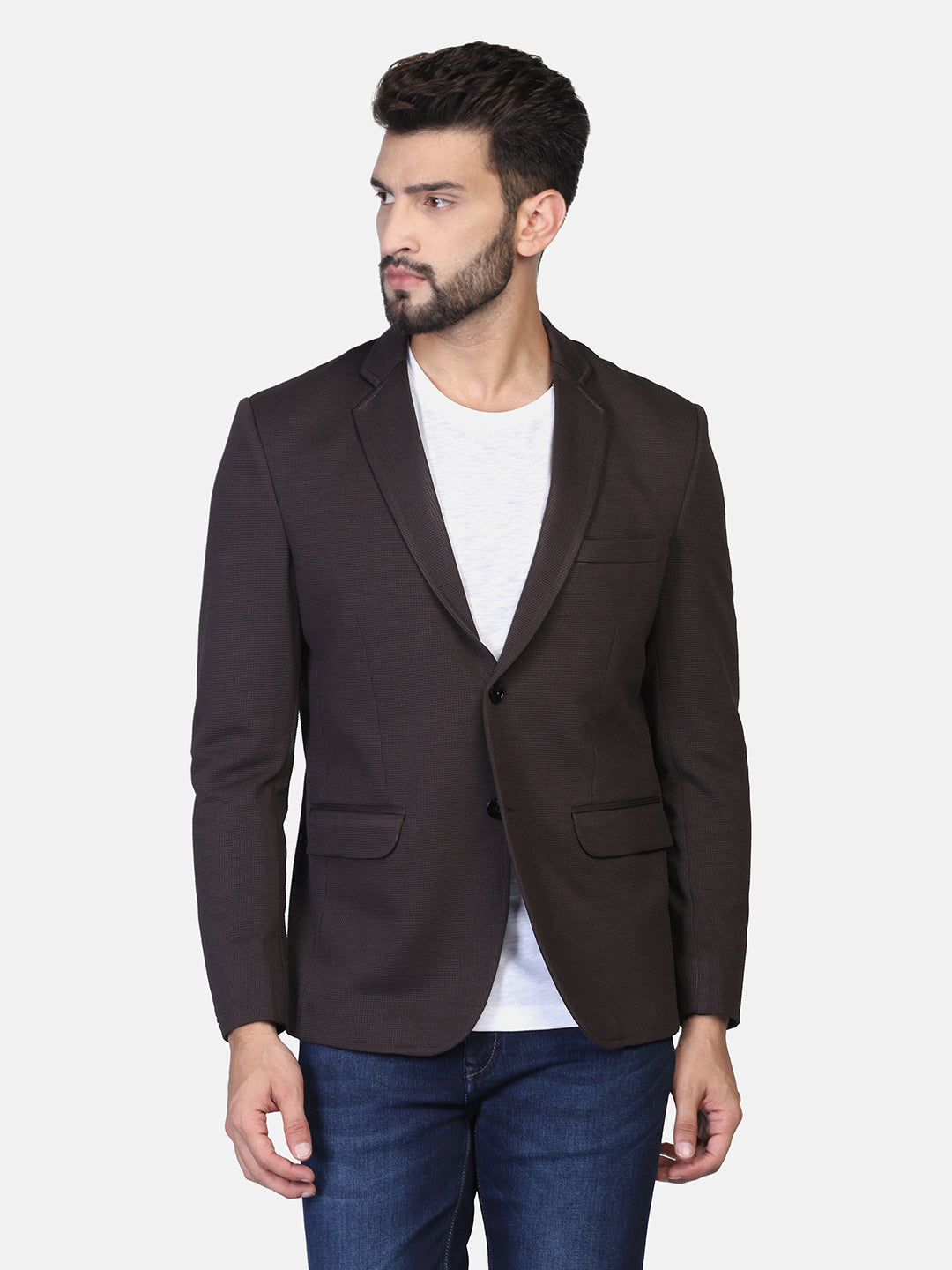 Brown Stretchable Blazer - Tahvo India