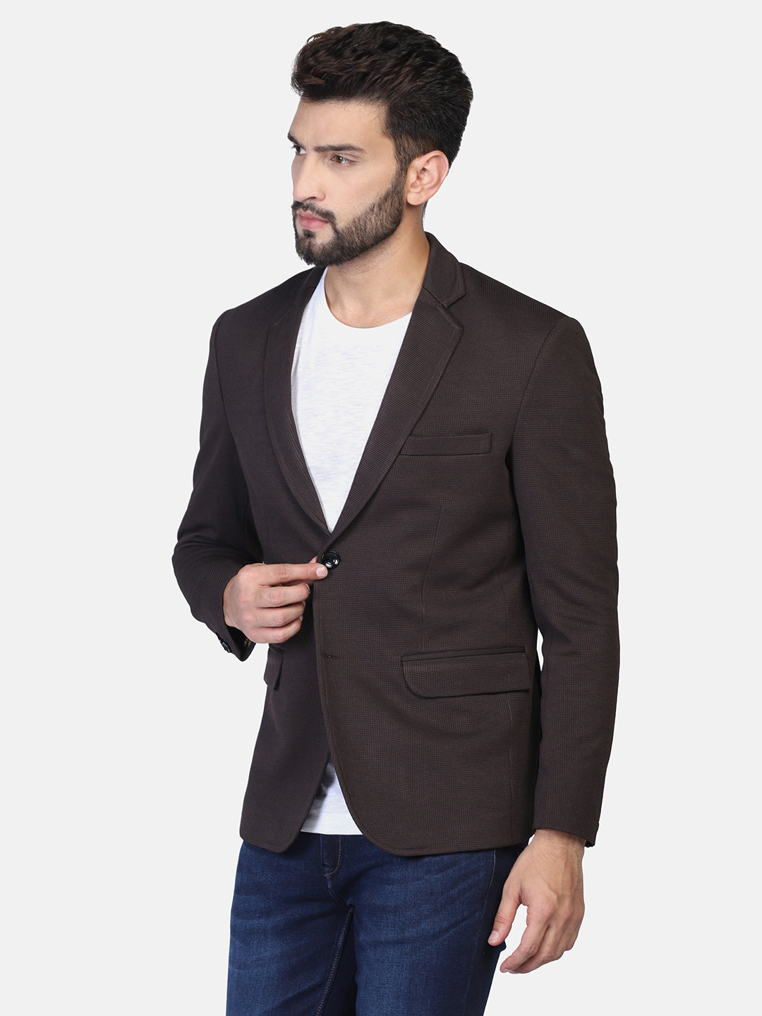 Brown Stretchable Blazer - Tahvo India