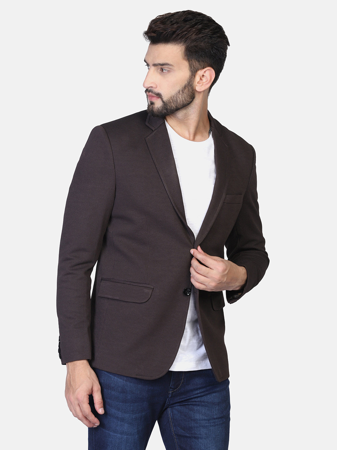 Brown Stretchable Blazer - Tahvo India