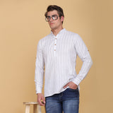TAHVO men slim fit white kurta shirt