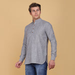 TAHVO men slim fit grey kurta shirt