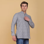 TAHVO men slim fit grey kurta shirt