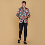 TAHVO men slim fit printed rajwada formal blazer