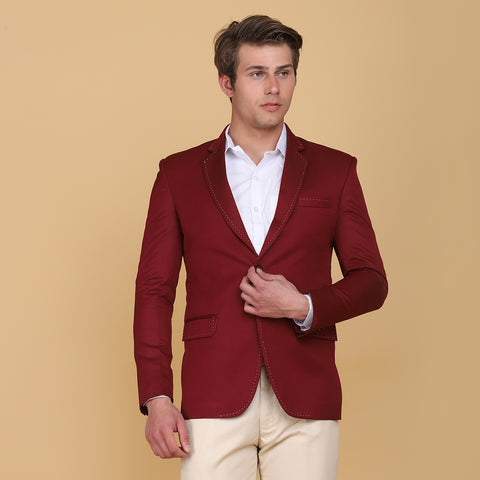 TAHVO men slim fit red formal blazer