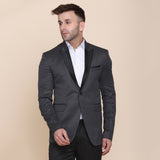 Grey Notched Lapel Half Tuxedo, Greys - Suits & Blazers  for man's , Grey Checked Notched Lapel Blazer