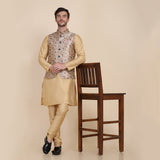 TAHVO Men Silk Printed Nehru Jacket