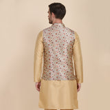 TAHVO Men Silk Printed Nehru Jacket