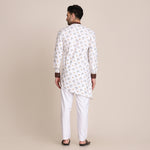 TAHVO men white printed kurta pyjama set