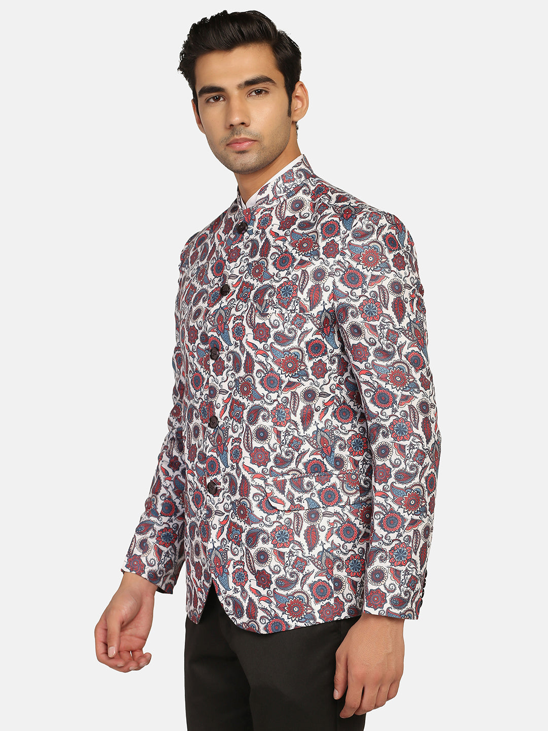 White Printed Blazer - Tahvo India