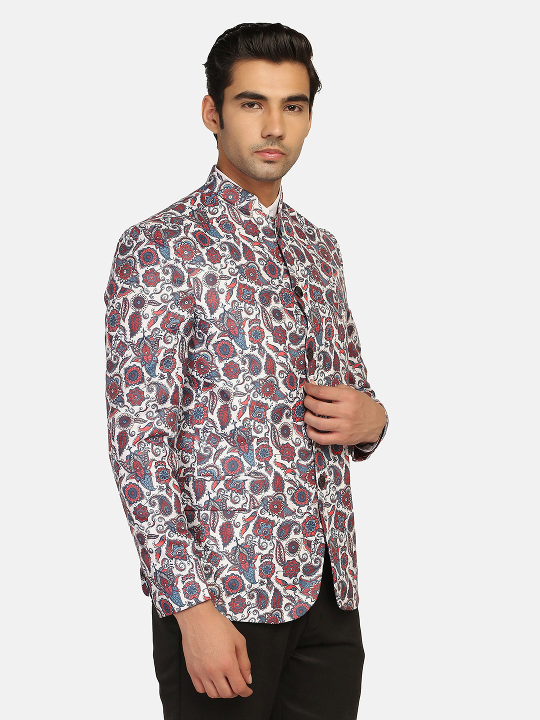 White Printed Blazer - Tahvo India