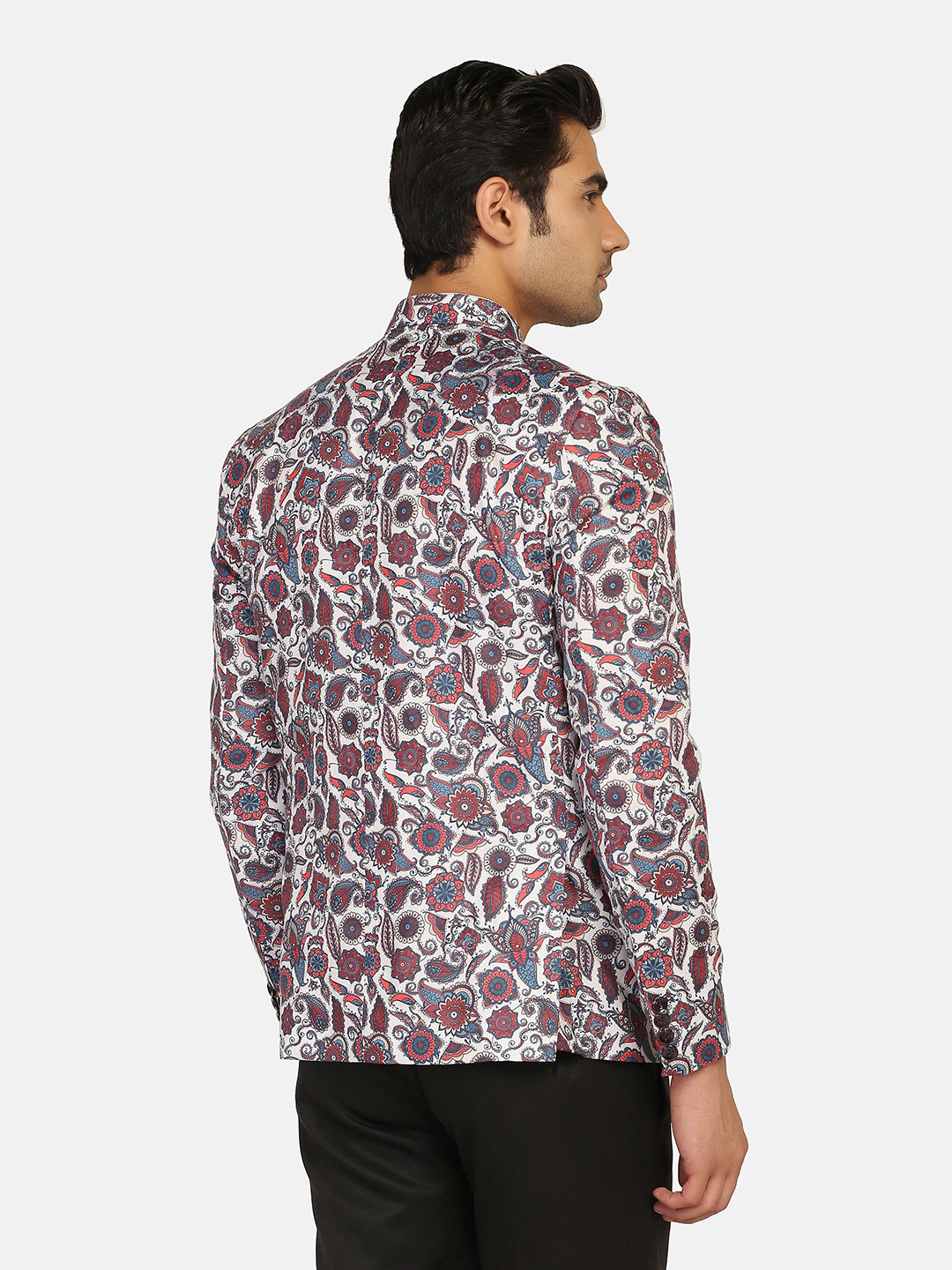 White Printed Blazer - Tahvo India