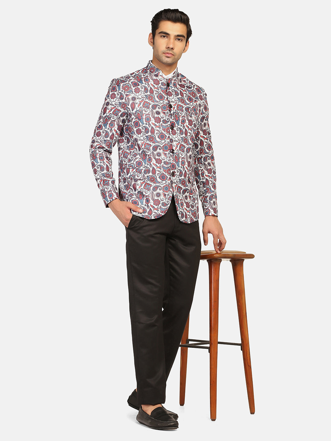 White Printed Blazer - Tahvo India