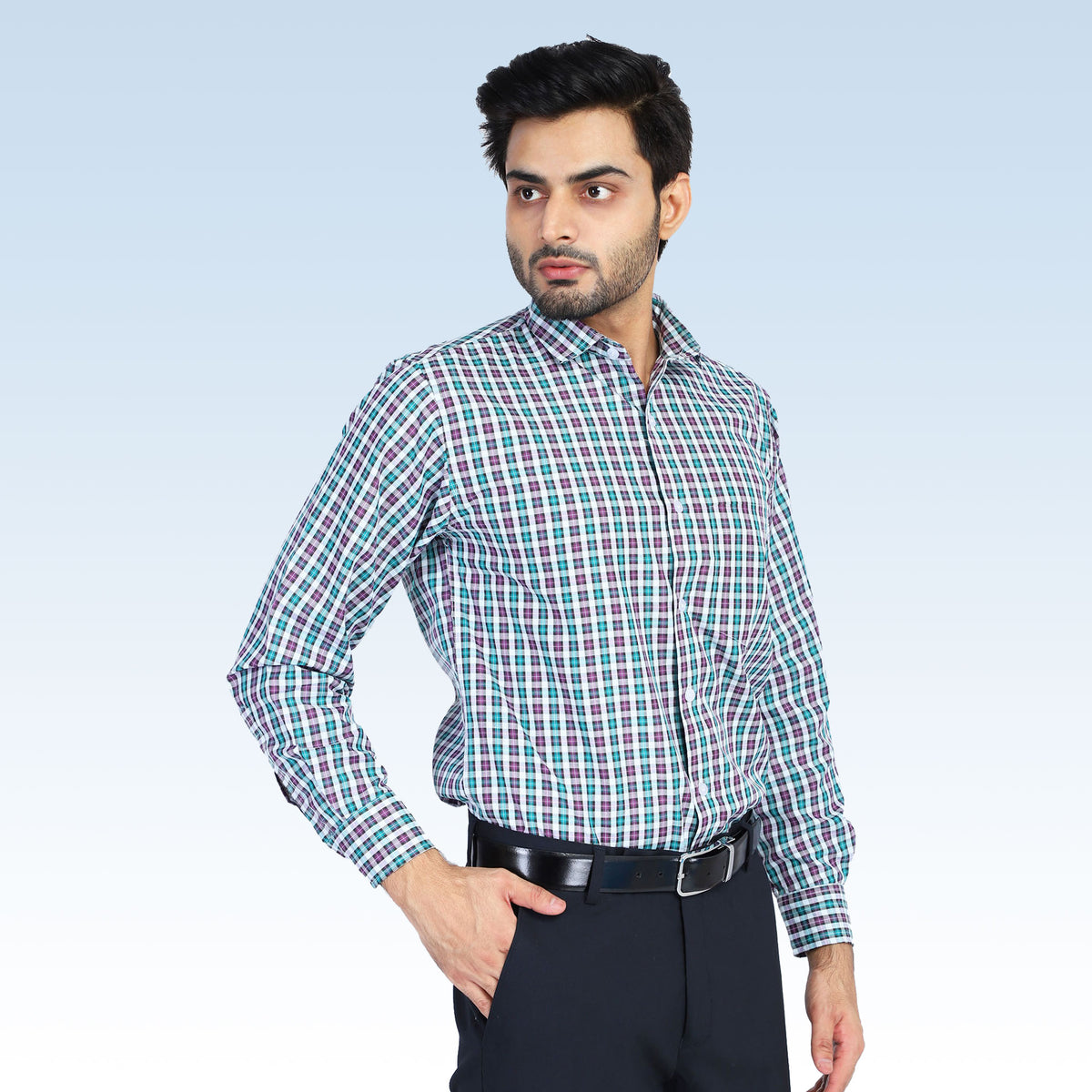 Men Purple Checkered Shirts - Tahvo India